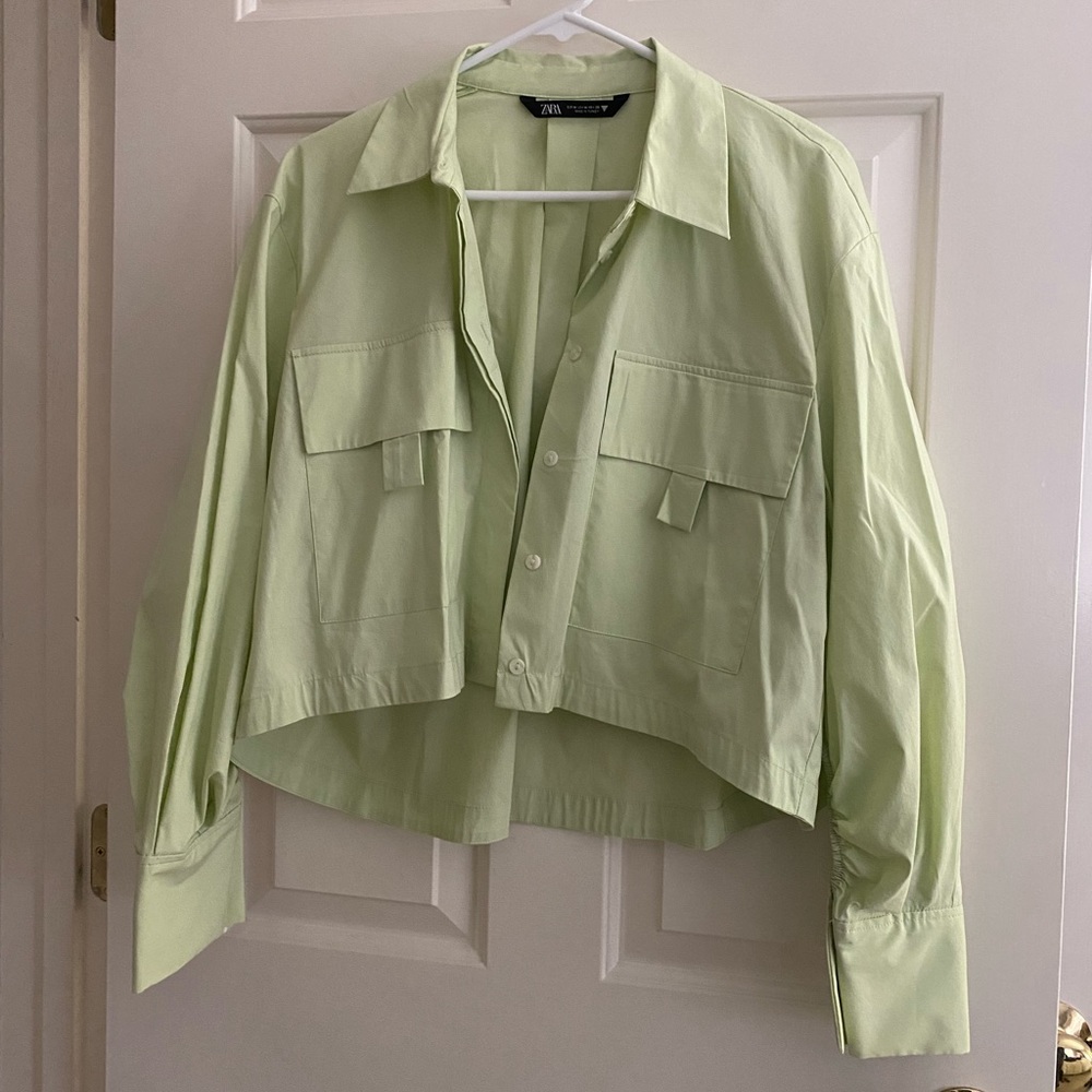 Zara Light Green Cropped Shirt